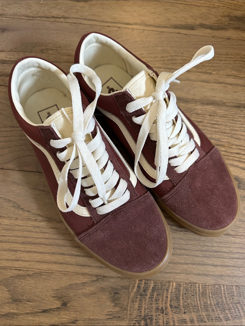 Vans Maroon Suede Casual Lace-Up Sneakers with Cream Accents